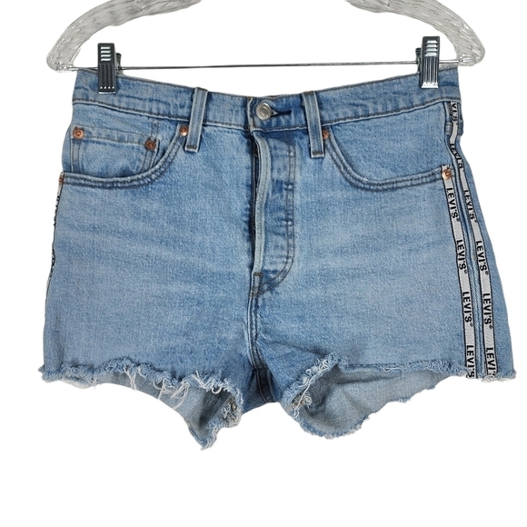 LEVI'S 501 BUTTON FLY LOGO SHORTS - Picture 1 of 9